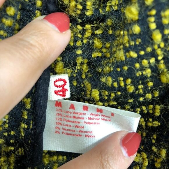 MARNI Mustard &  Black Textured Boucle Mohair wool Blend trench Coat size 40 - Picture 8 of 14